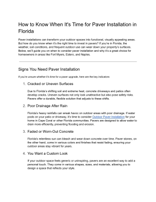how to know when it s time for paver installation