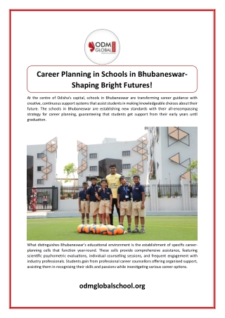 Career Planning in Schools in Bhubaneswar- Shaping Bright Futures!