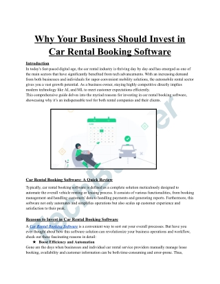Why Your Business Should Invest in Car Rental Booking Software