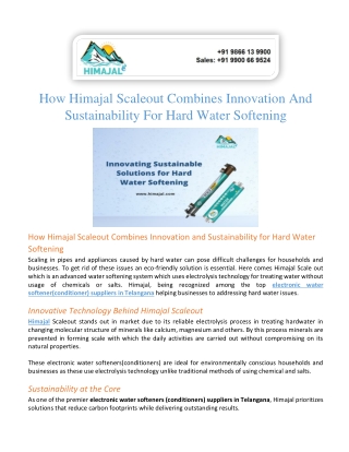 How Himajal Scaleout Combines Innovation and Sustainability for Hard Water Softe