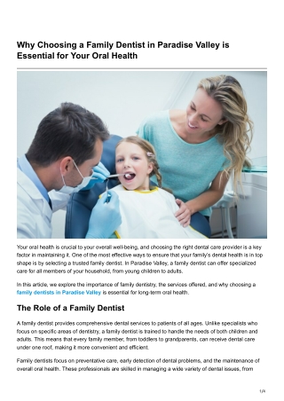 Why Choosing a Family Dentist in Paradise Valley is Essential for Your Oral Health