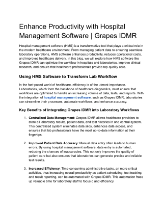 enhance productivity with hospital management