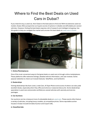 Where to Find the Best Deals on Used Cars in Dubai