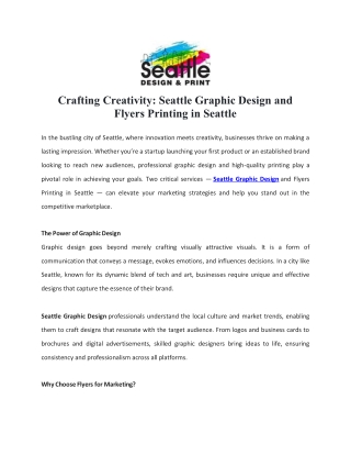 Crafting Creativity Seattle Graphic Design and Flyers Printing in Seattle