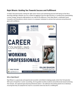 rajni bhasin guiding you towards success