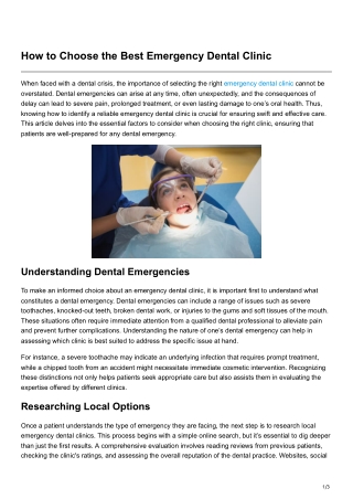 How to Choose the Best Emergency Dental Clinic