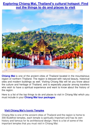 exploring chiang mai thailand s cultural hotspot