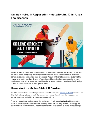 Online Cricket ID Registration | Fast & Secure Signup