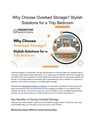 Why Choose Overbed Storage? Stylish Solutions for a Tidy Bedroom