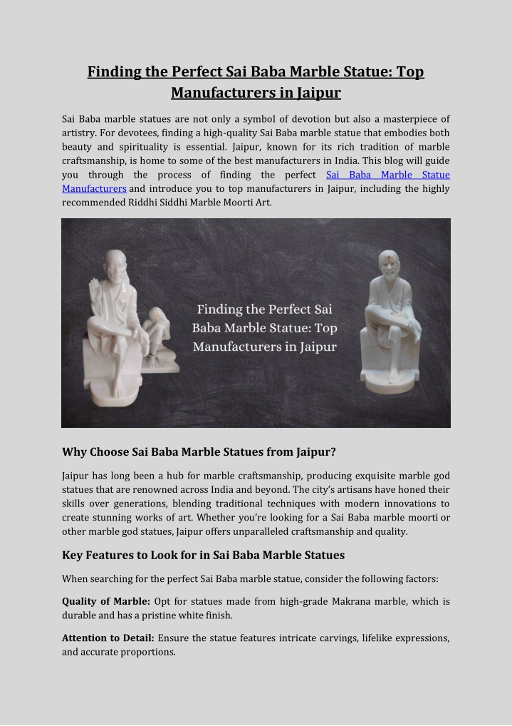 finding the perfect sai baba marble statue