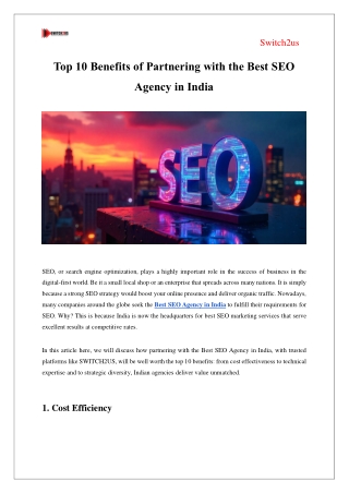 Top 10 Benefits of Partnering with the Best SEO Agency in India