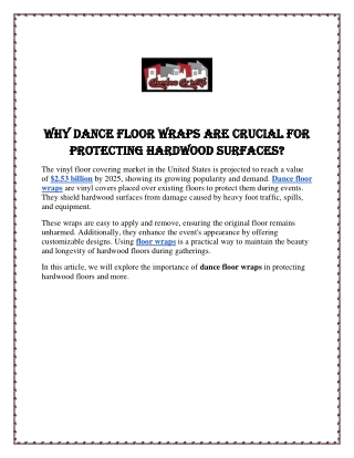 Why Dance Floor Wraps Are Crucial For Protecting Hardwood Surfaces