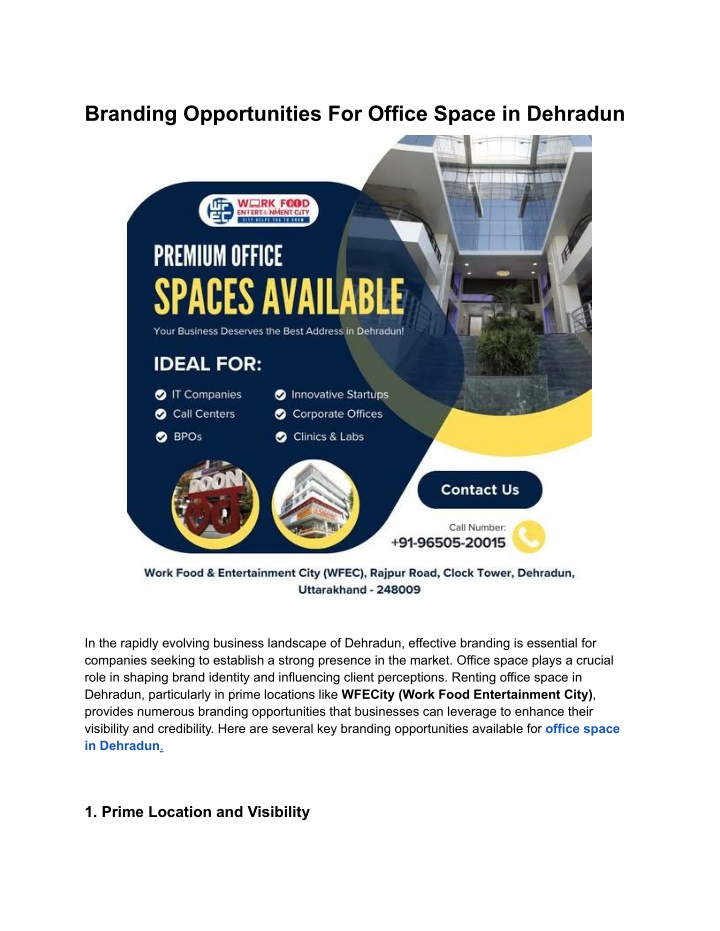 branding opportunities for office space