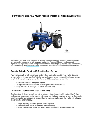 farmtrac 45 smart a power packed tractor