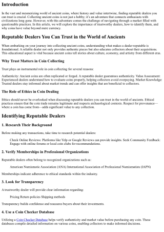 Reputable Dealers You Can Trust in the World of Ancients