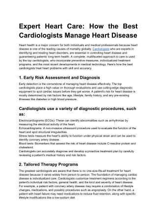 Expert Heart Care_ How the Best Cardiologists Manage Heart Disease