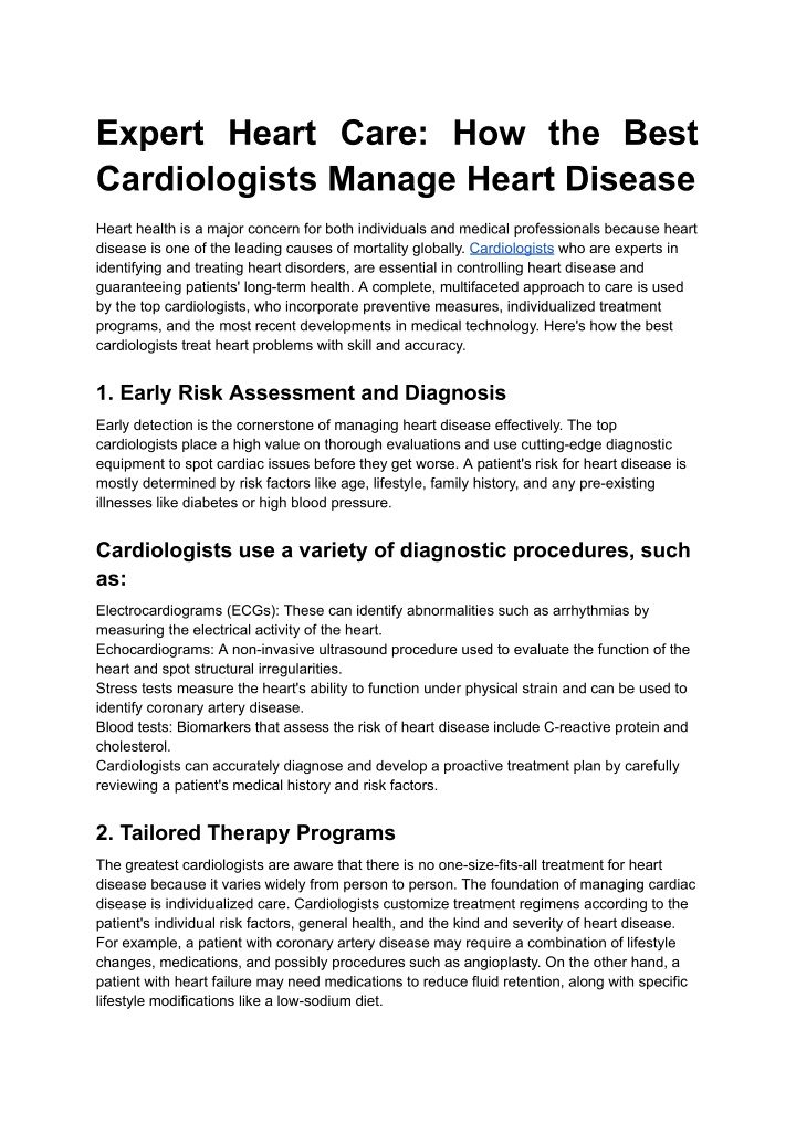 expert heart care how the best cardiologists