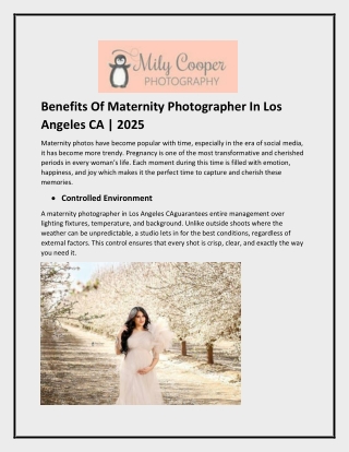 Benefits Of Maternity Photographer In Los Angeles CA