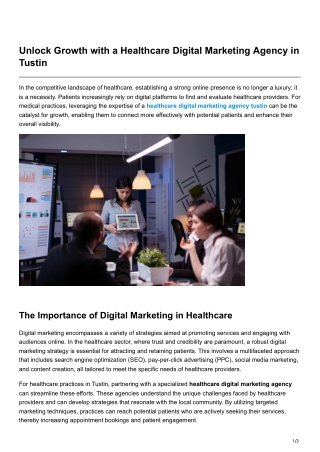 Unlock Growth with a Healthcare Digital Marketing Agency in Tustin