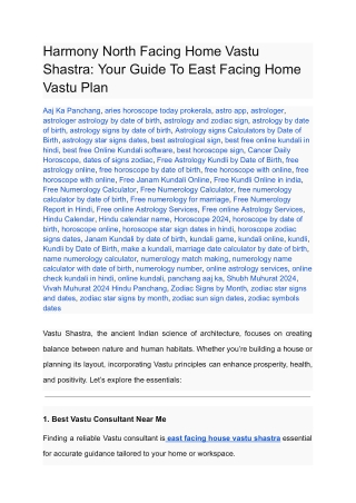 North Facing Home Vastu Shastra_ Your East Facing Home Vastu Plan