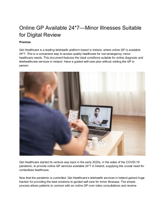 Online GP Available 24_7—Minor Illnesses Suitable for Digital Review