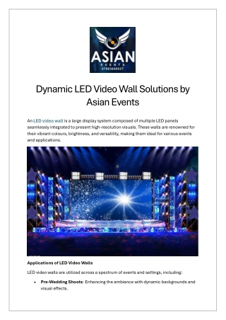 Dynamic LED Video Wall Solutions by Asian Events