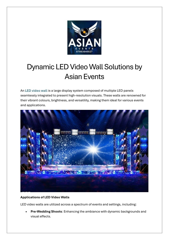 dynamic led video wall solutions by asian events