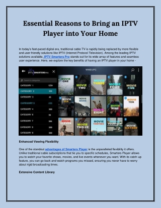 Essential Reasons to Bring an IPTV Player into Your Home