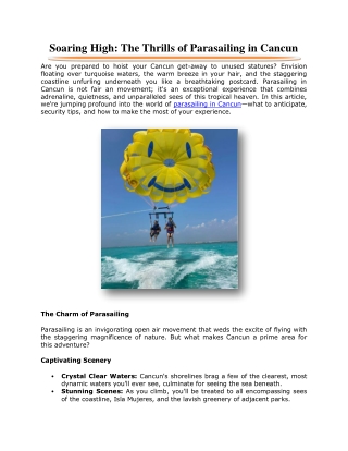 soaring high the thrills of parasailing in cancun
