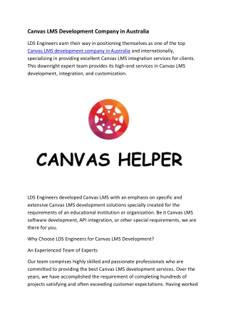 Canvas LMS Development Company in Australia