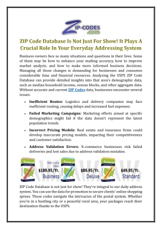 zip code database is not just for show it plays