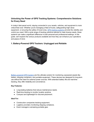 Unlocking the Power of GPS Tracking Systems