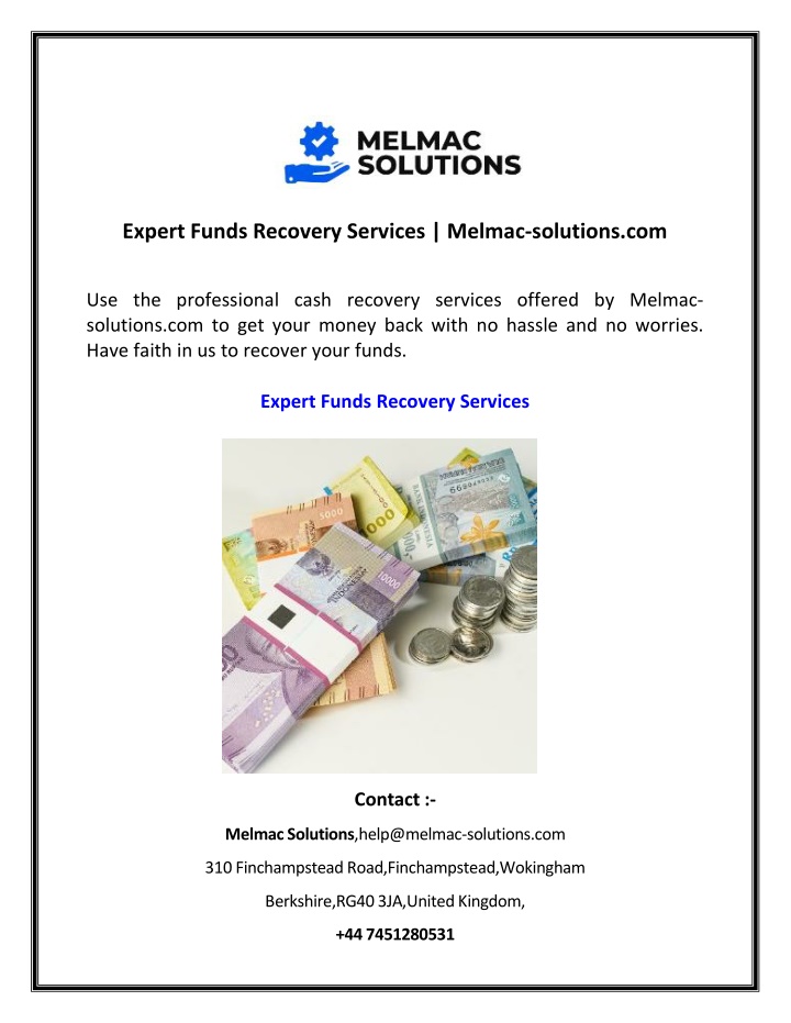 expert funds recovery services melmac solutions