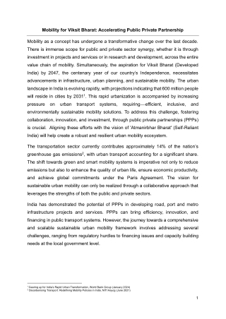 Mobility for Viksit Bharat: Enhancing Public-Private Partnerships