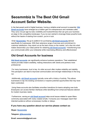 This Is One Of The Most Popular Buy Old Gmail Accounts