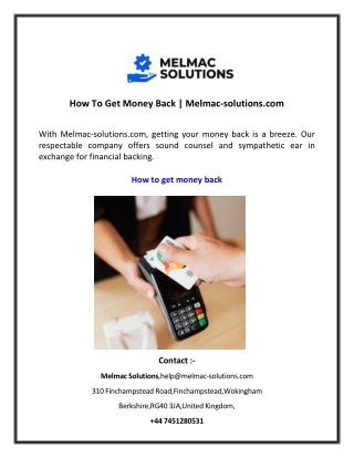 How To Get Money Back | Melmac-solutions.com