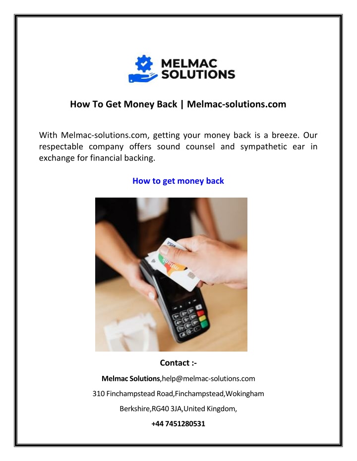 how to get money back melmac solutions com