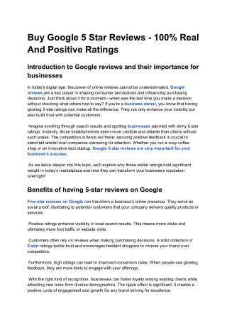 This Is One Of The Most Popular Buy Google 5 Star Reviews