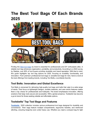 The Best Tool Bags Of Each Brands _ 2025