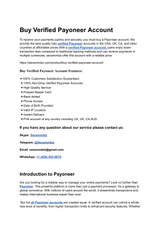 This Is One Of The Most Popular Buy Verified Payoneer Account