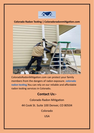 Colorado Radon Testing Coloradoradonmitigation.com