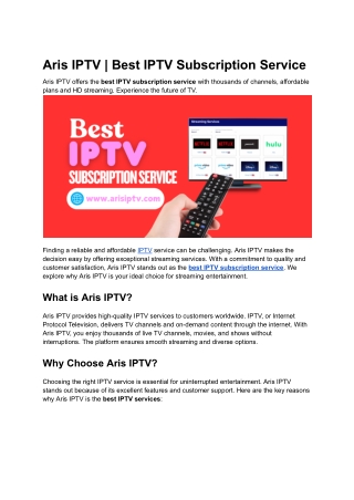 aris iptv best iptv subscription service