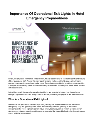 Importance Of Operational Exit Lights In Hotel Emergency Preparedness