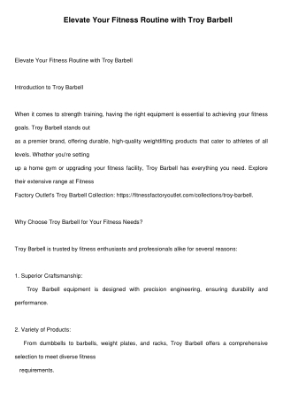 elevate your fitness routine with troy barbell
