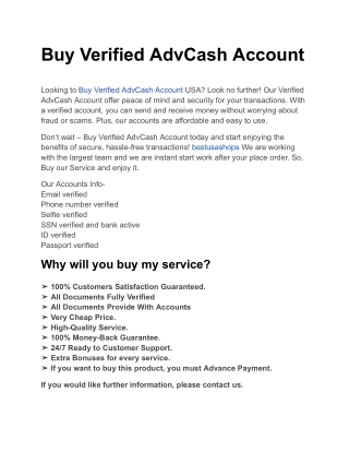 Buy Verified AdvCash Account