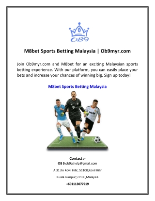 M8bet Sports Betting Malaysia | Ob9myr.com