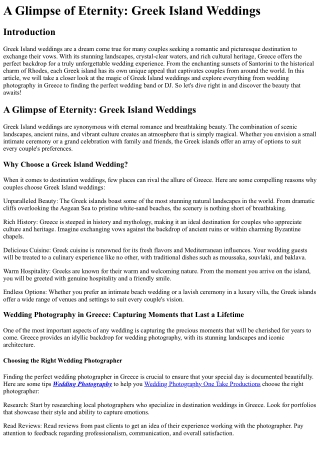 A Glimpse of Eternity Greek Island Weddings
