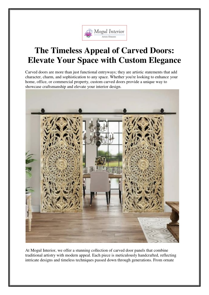 the timeless appeal of carved doors elevate your