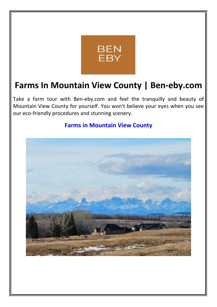 farms in mountain view county ben eby com