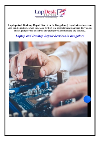 Laptop And Desktop Repair Services In Bangalore | Lapdeskstation.com